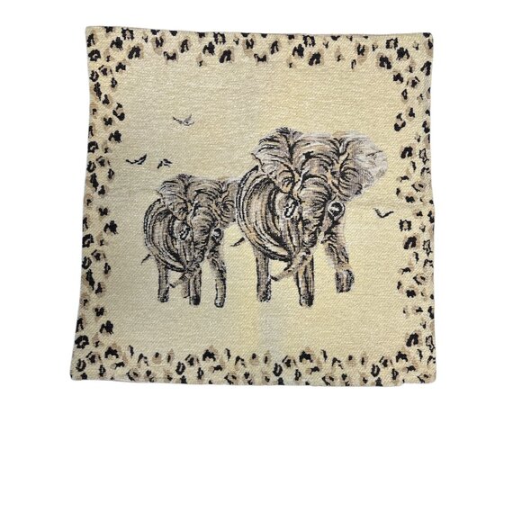Elephant Tapestry Pillow Cover 14"x14" By The Loom Belize 70% Cotton 30% Acrylic - Picture 1 of 6